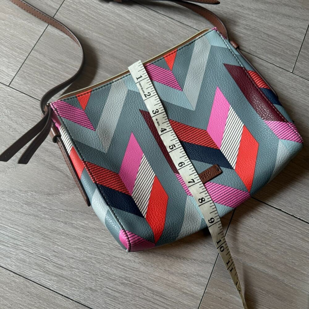 Fossil Gemma Multicolor Chevron Pattern Satchel C… - image 4